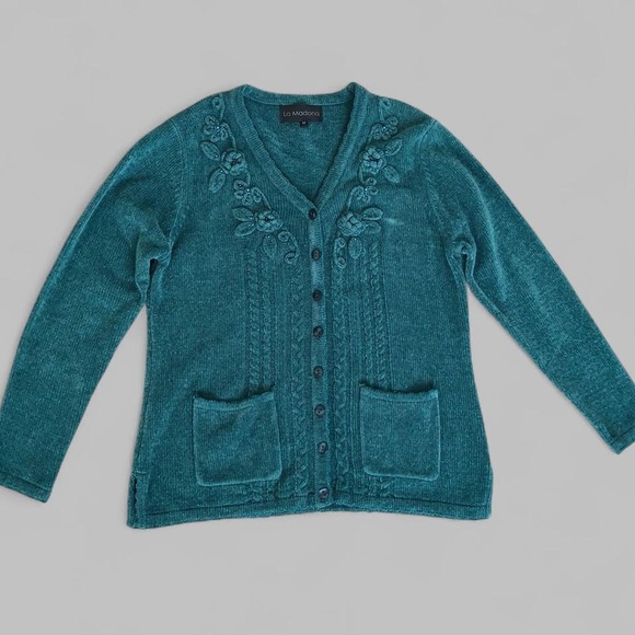 Teal Button-Up Cardigan Sweater - Picture 5 of 8